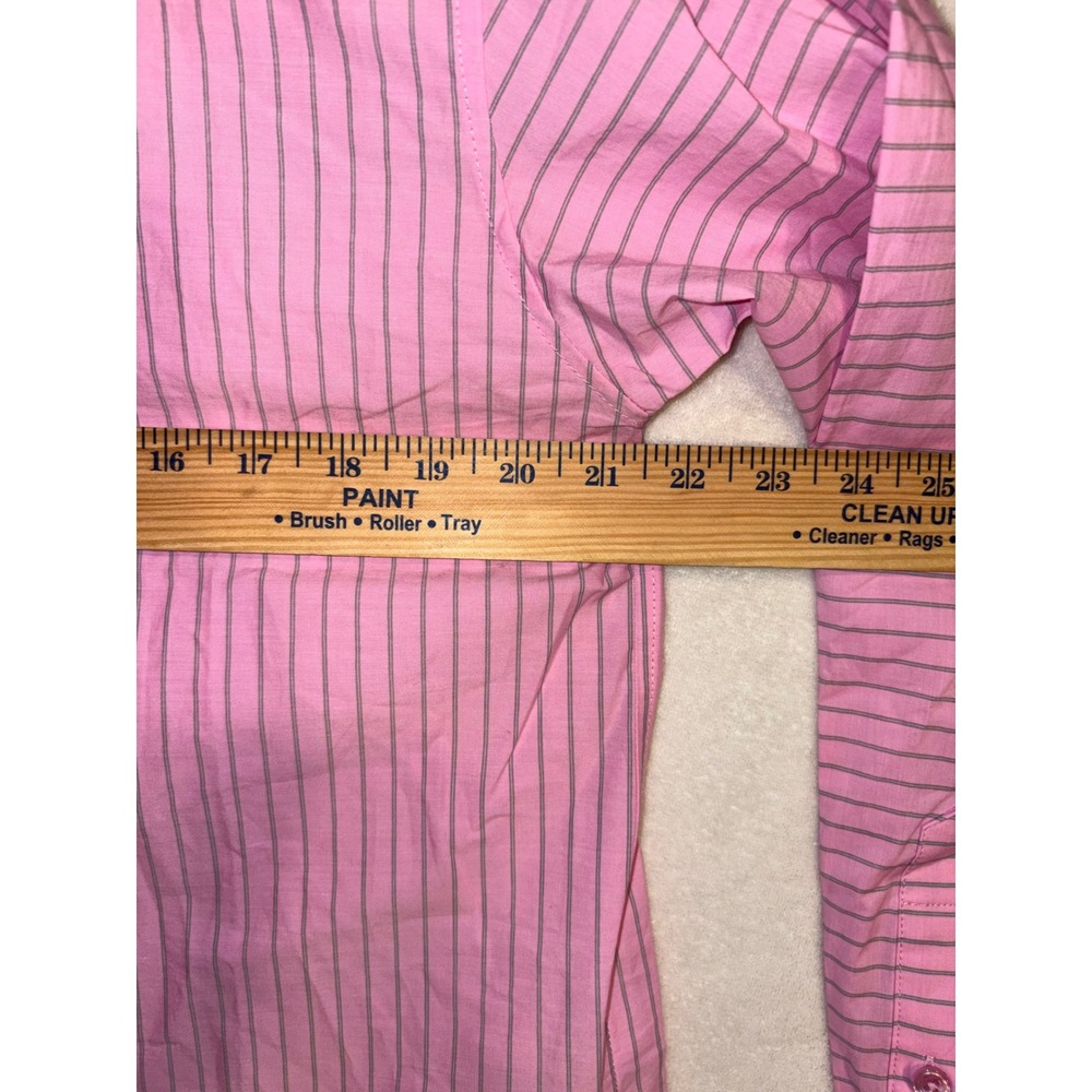 Self Contrast Pink Striped Back Cutout oversized Button Down Shirt 100% Cotton - Picture 7 of 9